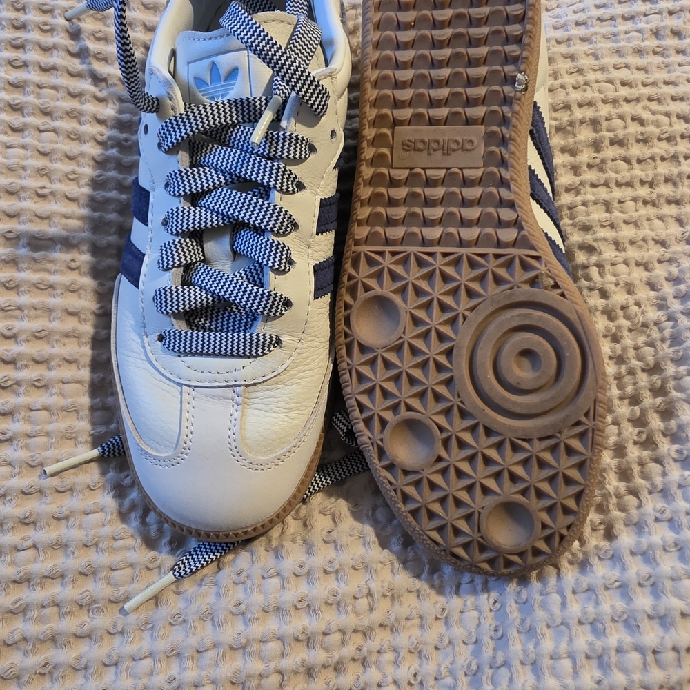 Adidas Kids White and Blue Sneakers